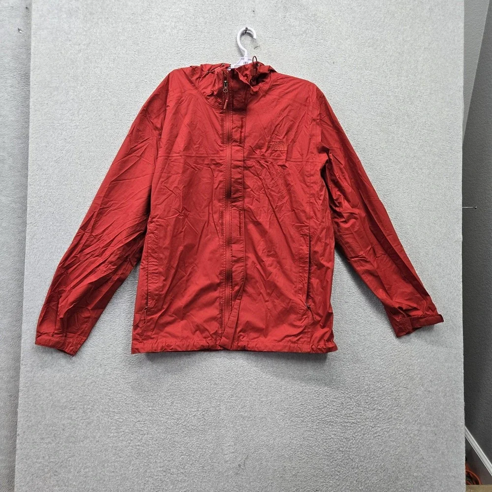 The North Face Men Jacket 2XL Red Rain Full Zip Logo Embroidered Hooded Pockets